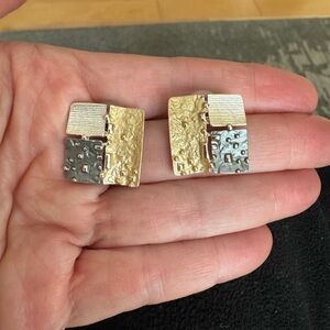 Gold and Silver Textured Earrings